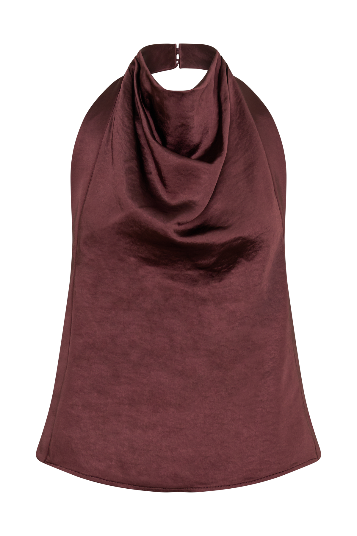 Danica Satin Halter Sleeveless Top - Mahogany