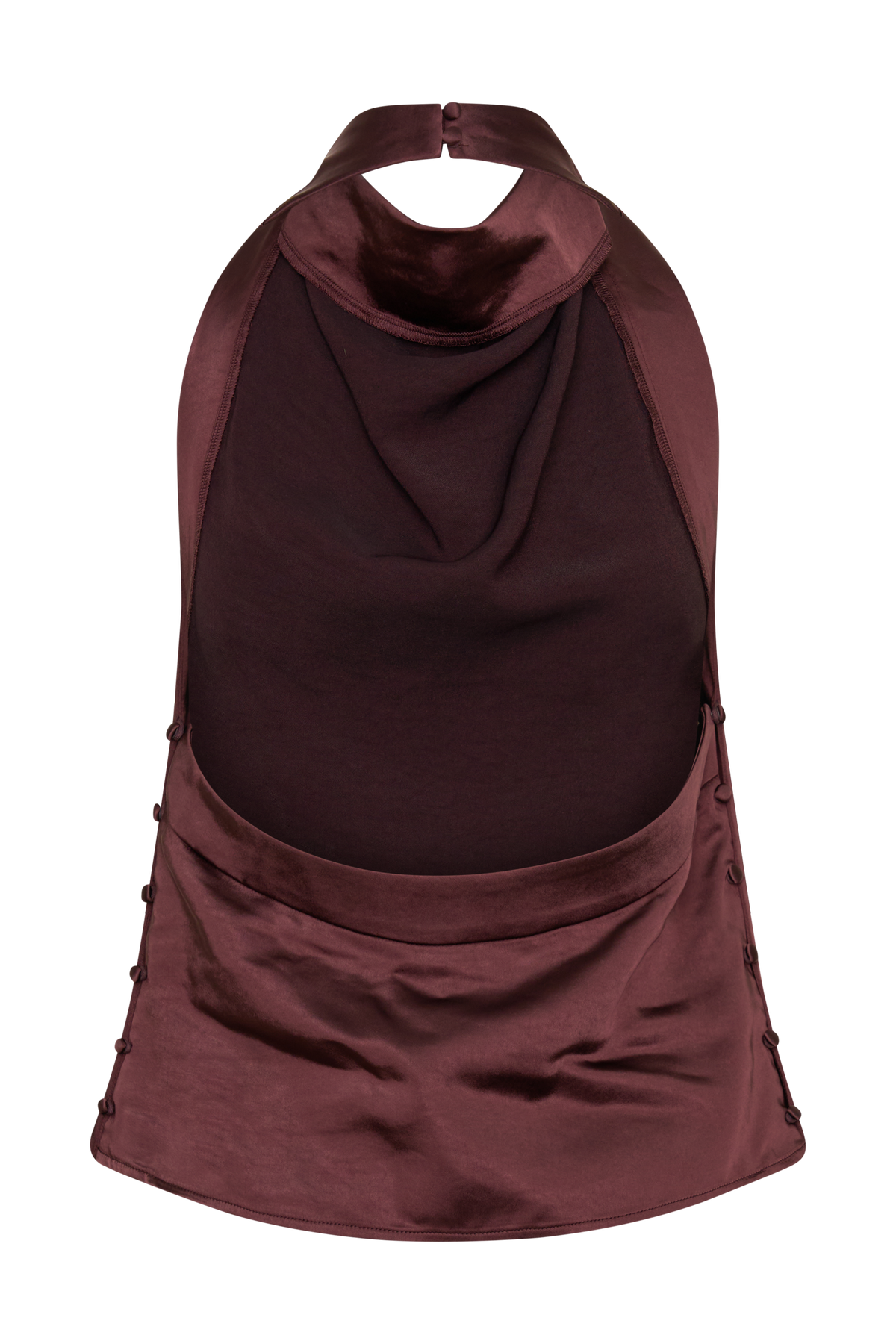 Danica Satin Halter Sleeveless Top - Mahogany