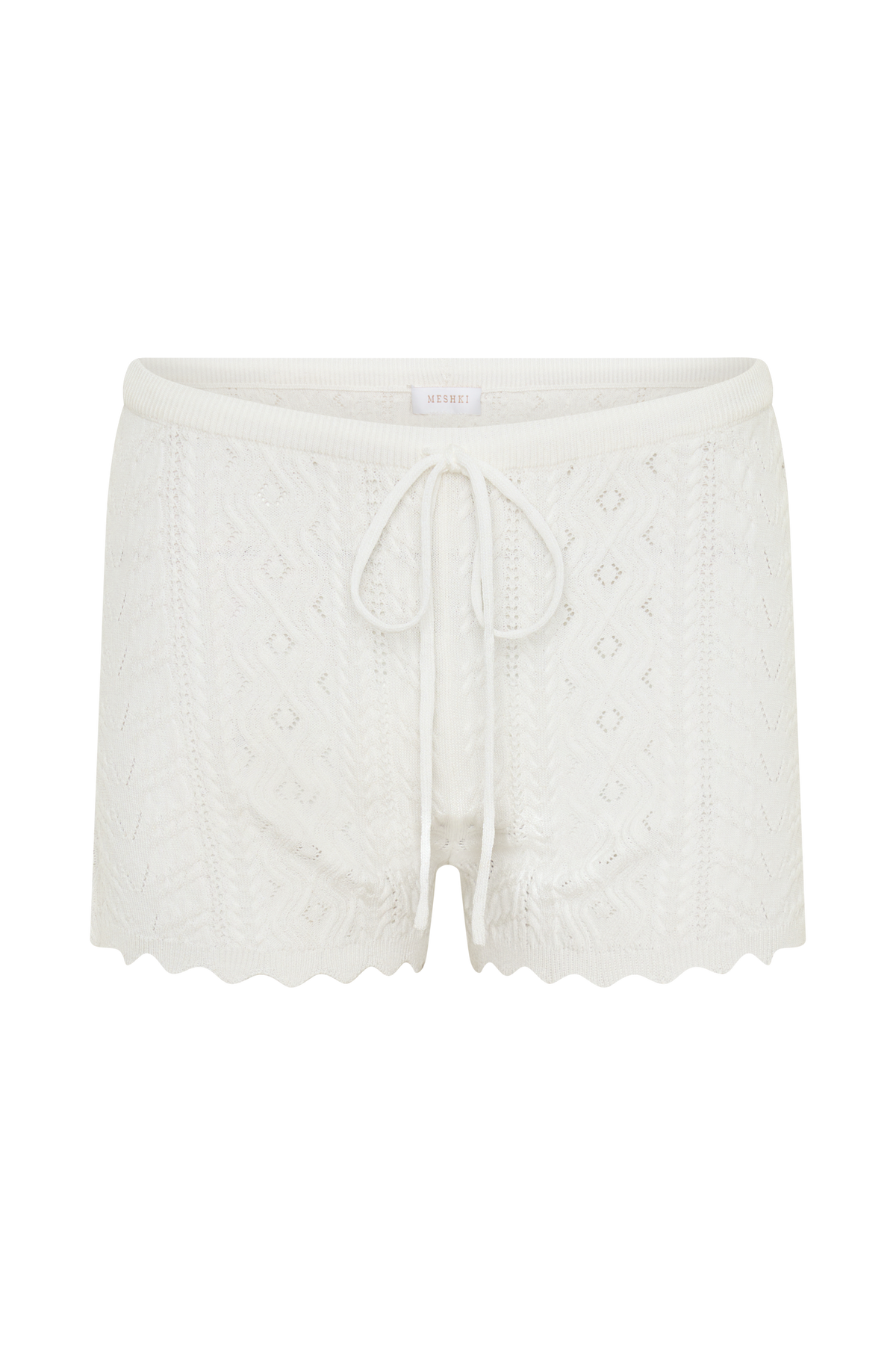 Darlene Pointelle Knit Shorts - White