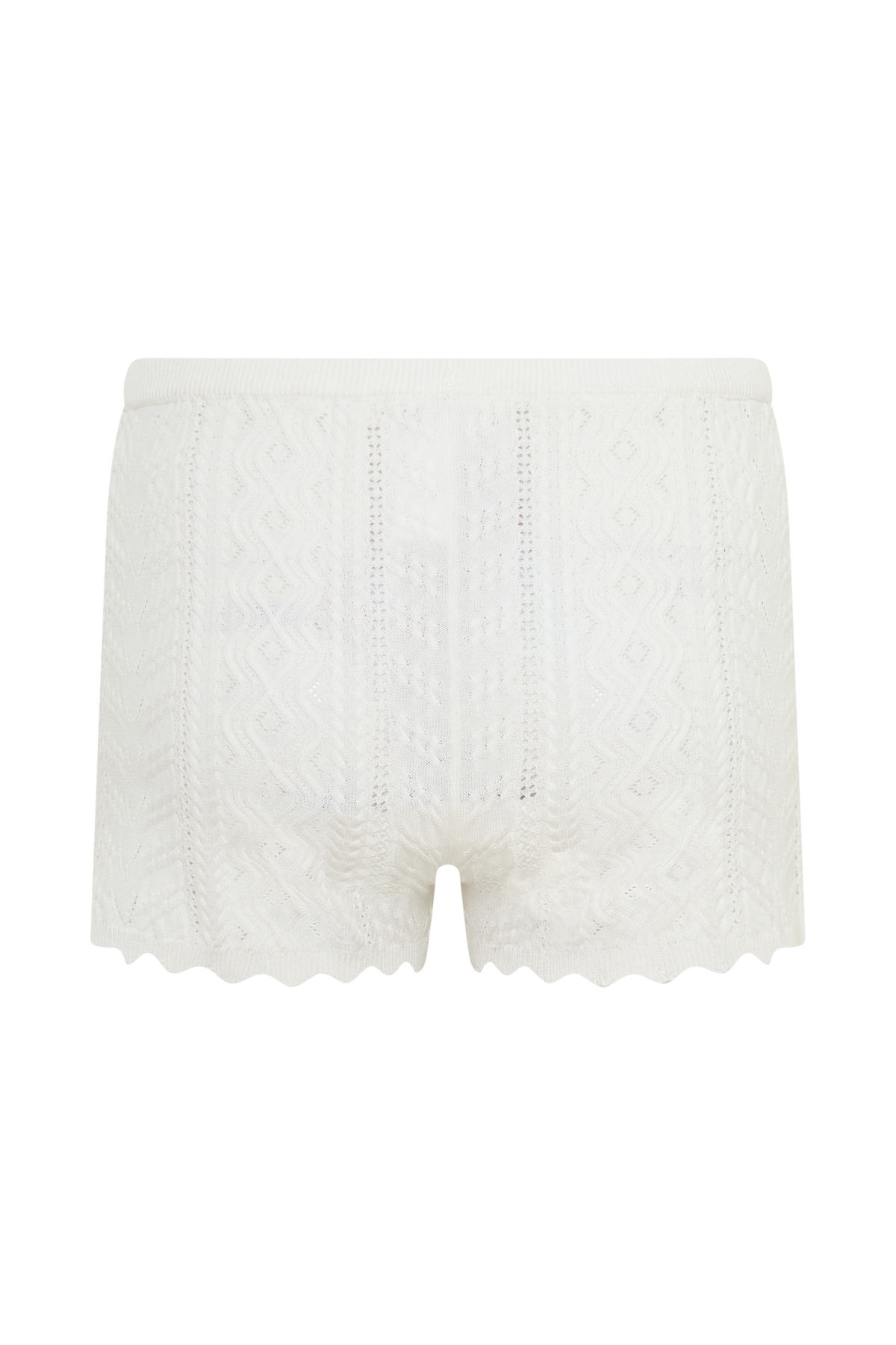 Darlene Pointelle Knit Shorts - White