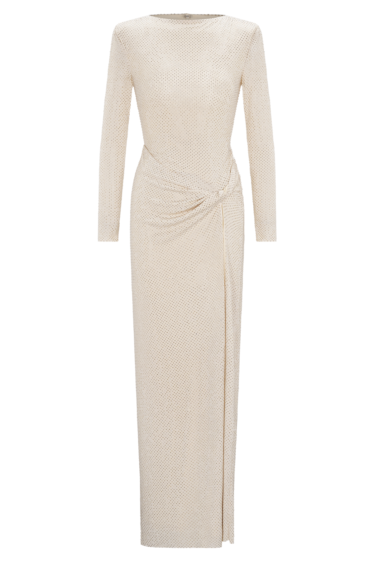 Deanna Long Sleeve Diamante Maxi Dress - Gold