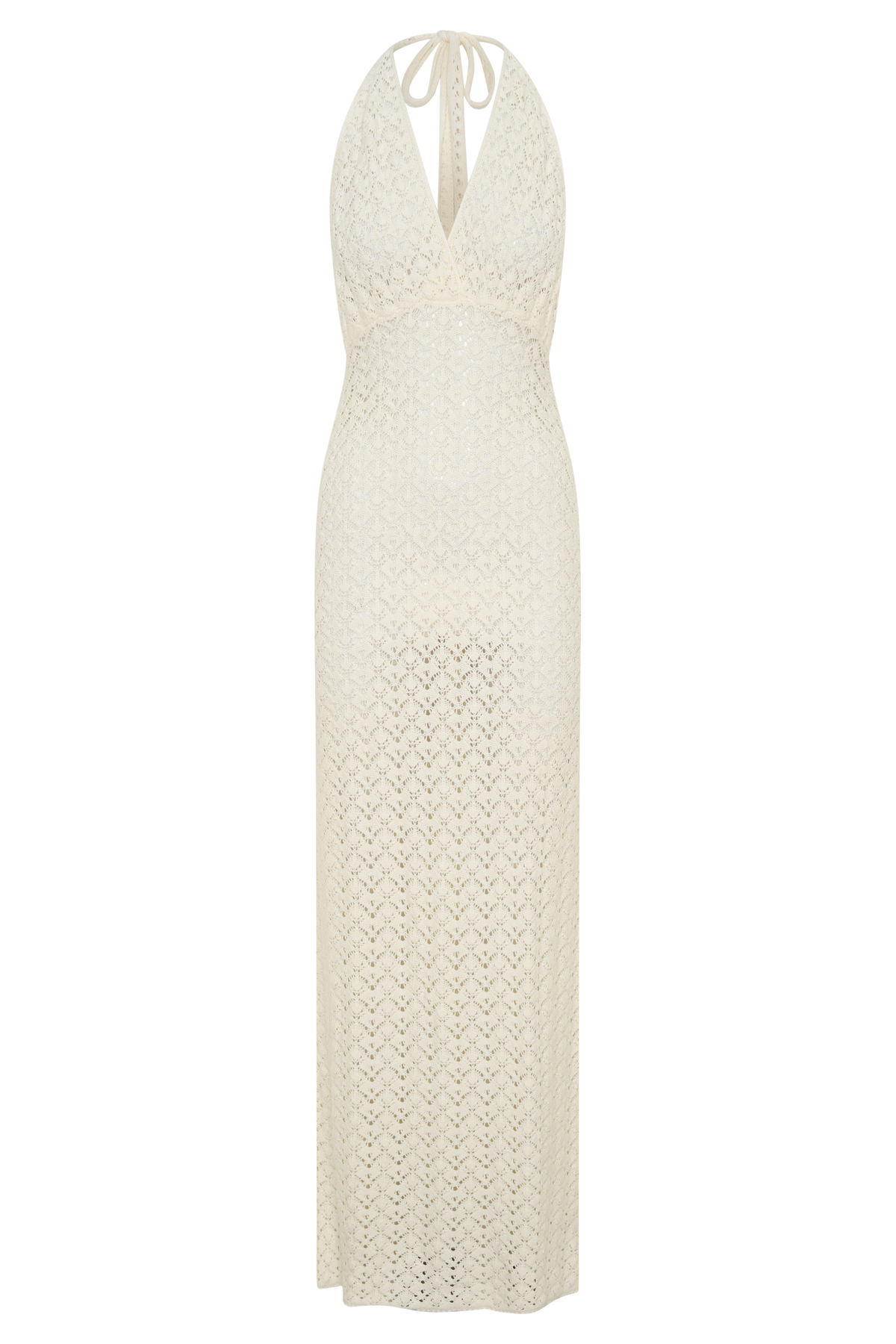 Deeliah Halterneck Crochet Maxi Dress -  Ivory