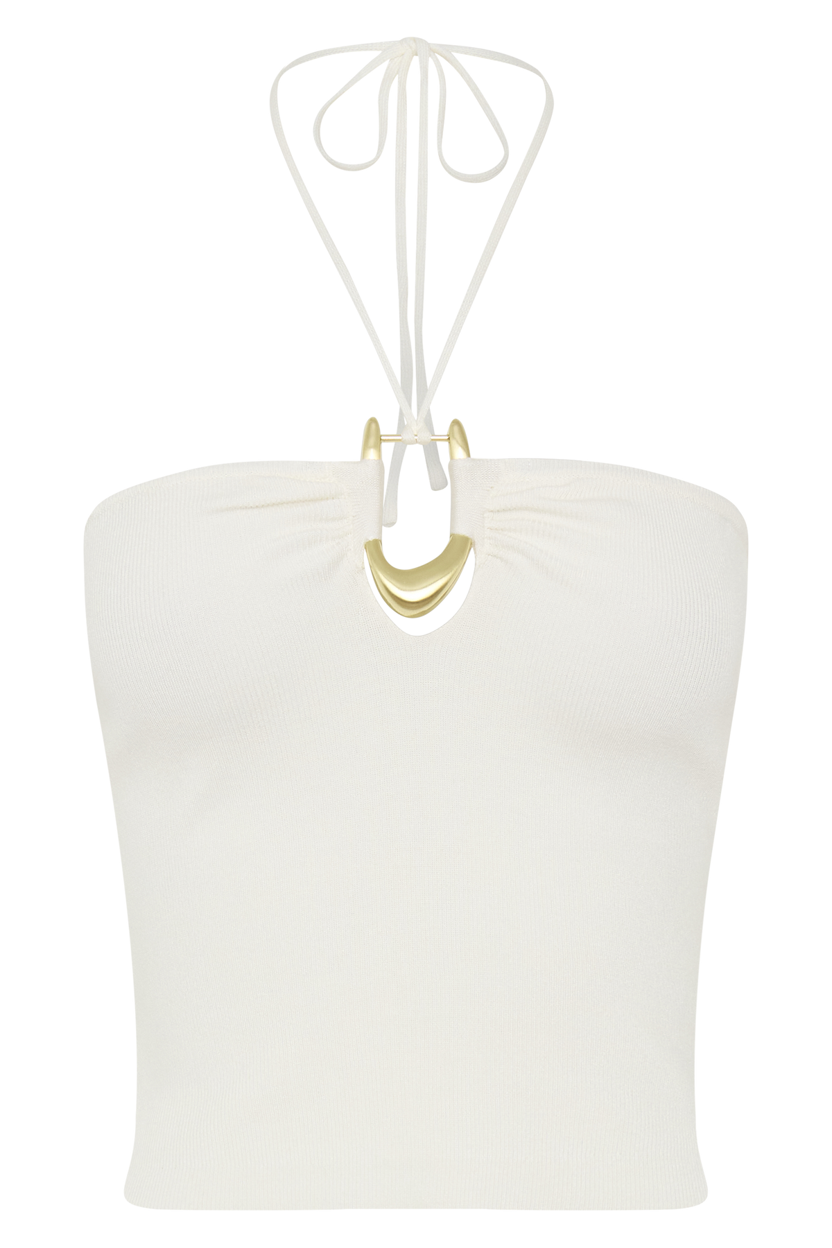 Dimitri Knit Halter Top With Hardware - Ivory