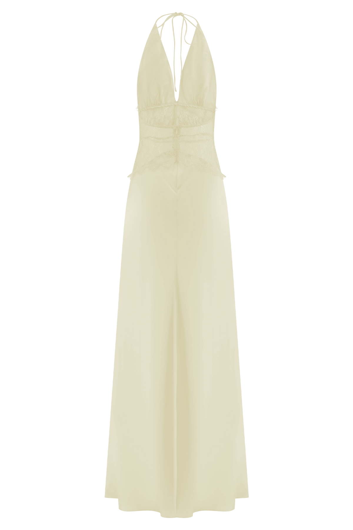 Dinah Lace And Satin Maxi Dress - Lemon