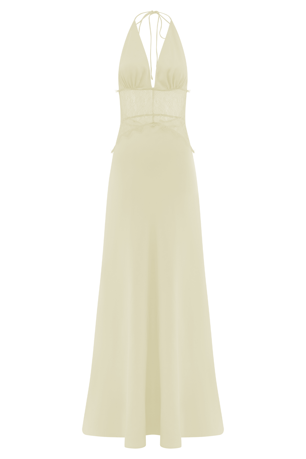 Dinah Lace And Satin Maxi Dress - Lemon