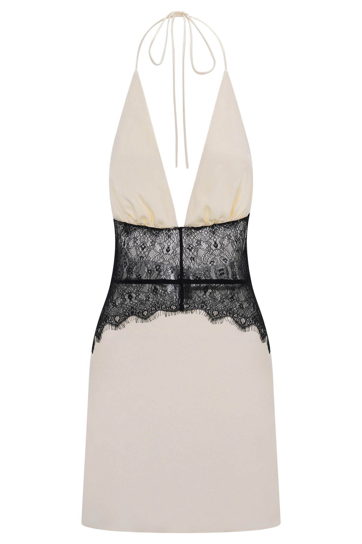 Dinah Lace And Satin Mini Dress - Black/Ivory