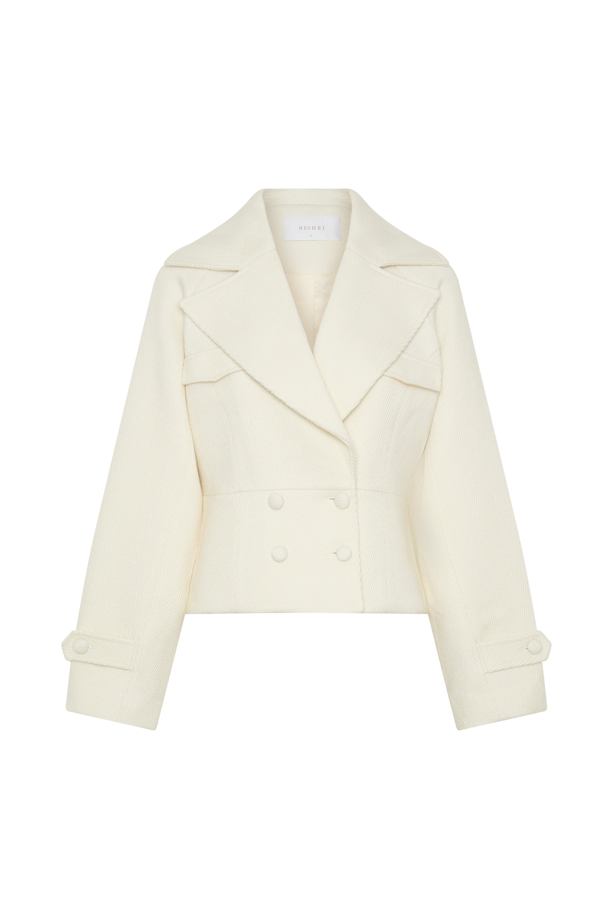 Elara Cropped Collared Jacket - Ivory