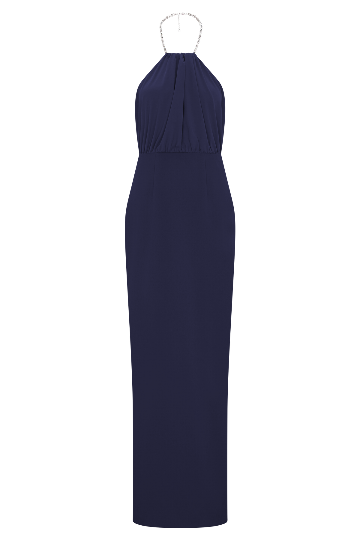 Elina Satin Necklace Maxi Dress - Navy