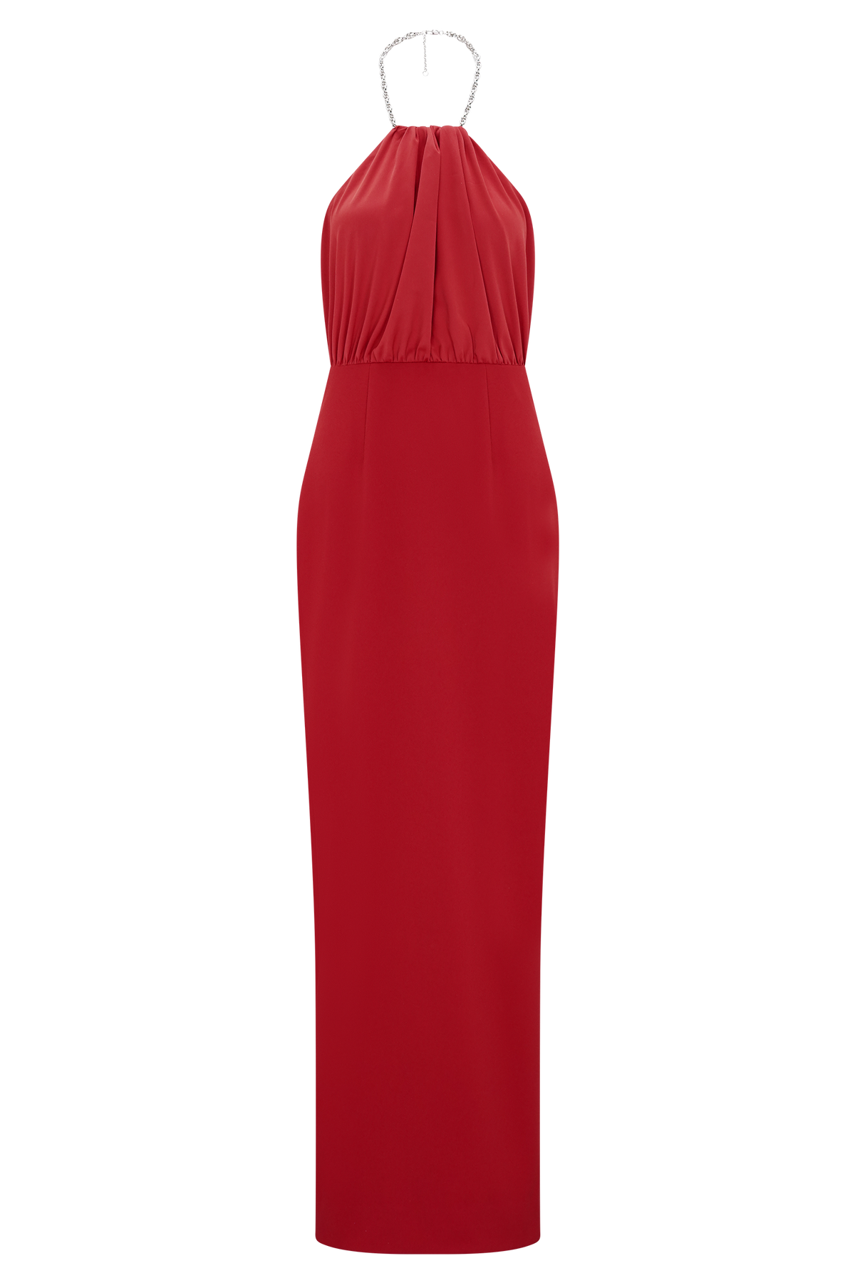 Elina Satin Necklace Maxi Dress - Red