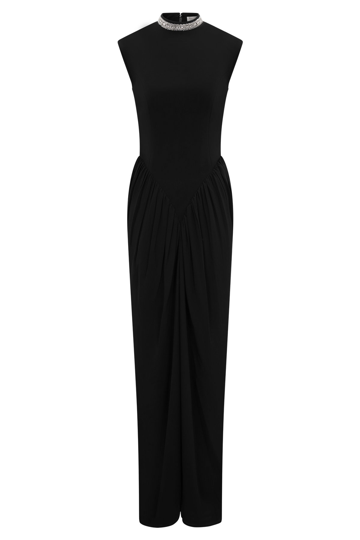 Elisa Diamante Neck Maxi Dress - Black