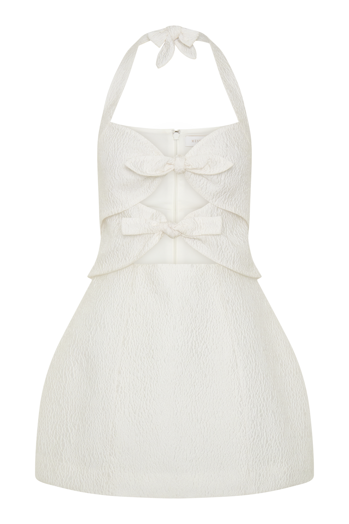 Ella Bow Detail Halter Mini Dress - White