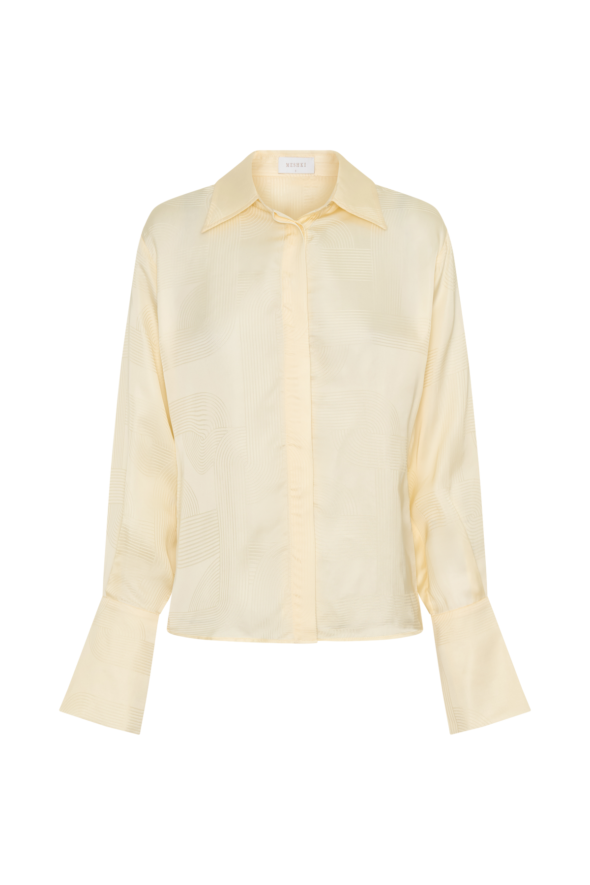 Gia Long Sleeve Satin Shirt - Buttermilk