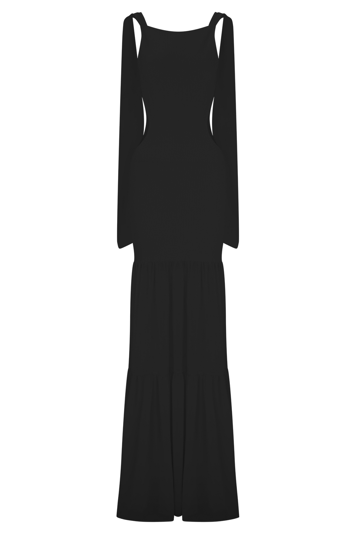 Haille Knit Chiffon Maxi Dress - Black