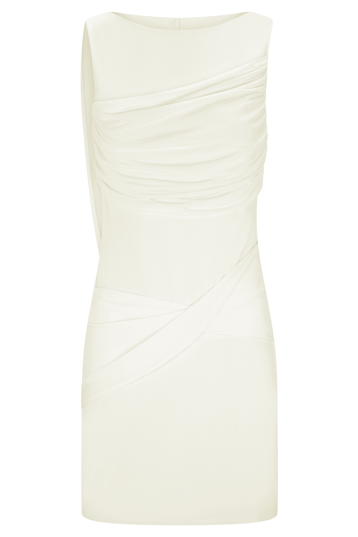 Henley Slinky Drape Mini Dress - Ivory