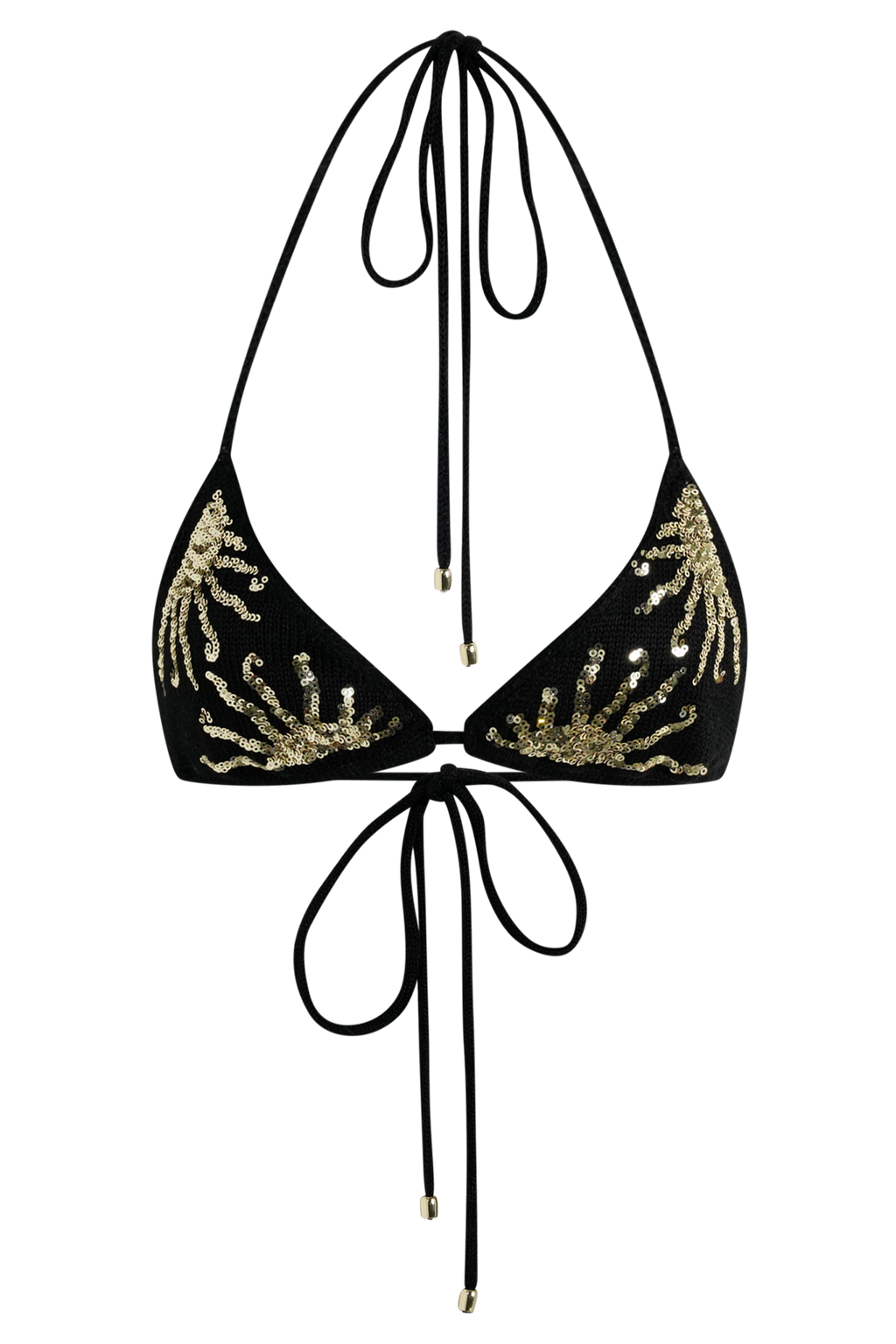 Huntleigh Crochet Bikini Top - Black & Gold Sunshine Print