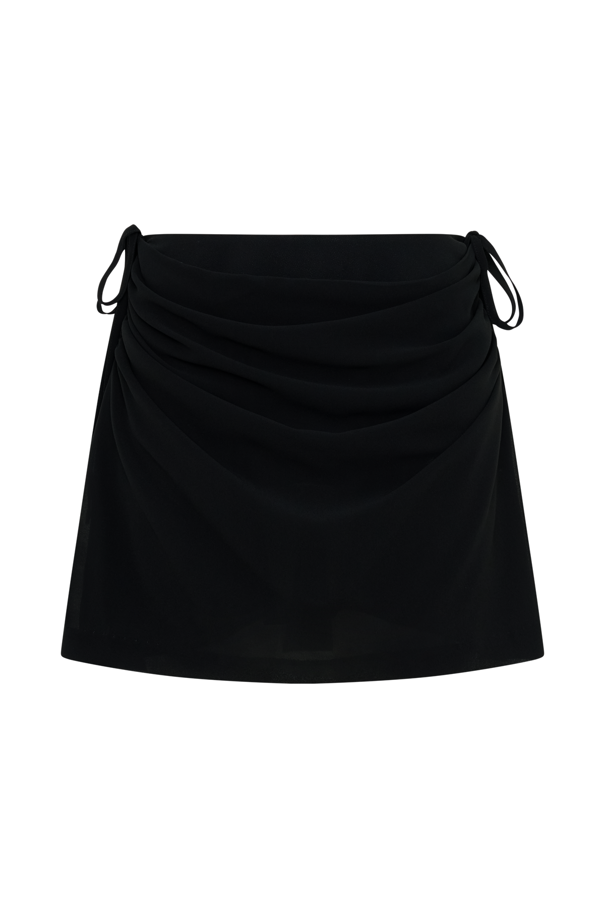 Indie Draped Chiffon Mini Skirt - Black