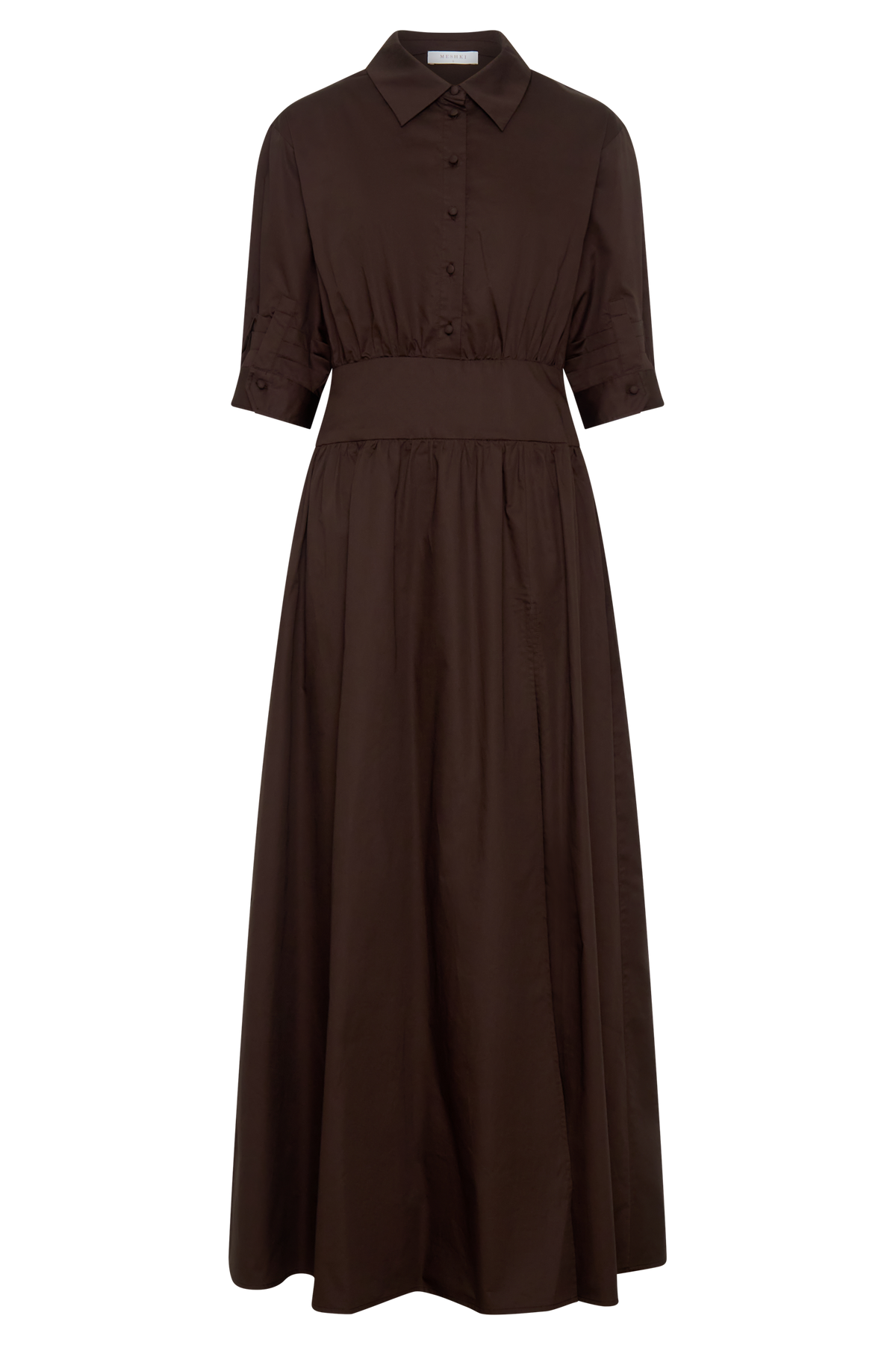 Isolde Long Sleeve Cotton Maxi Dress - Dark Chocolate