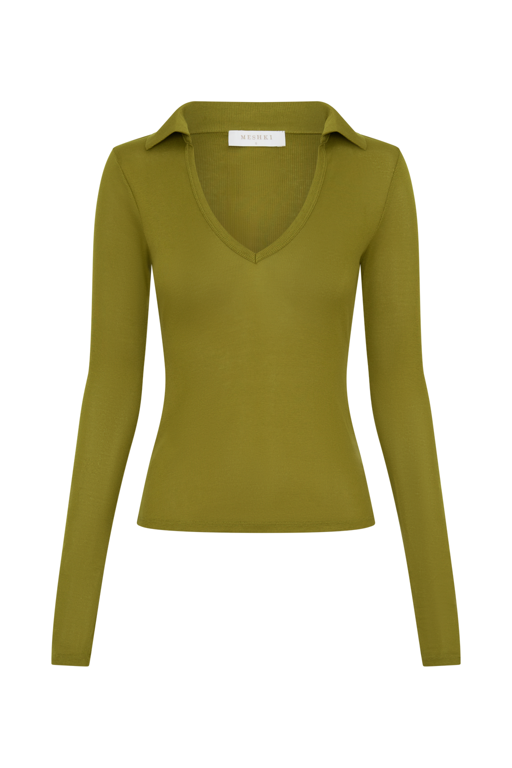Jessina Collared Long Sleeve Top - Olive