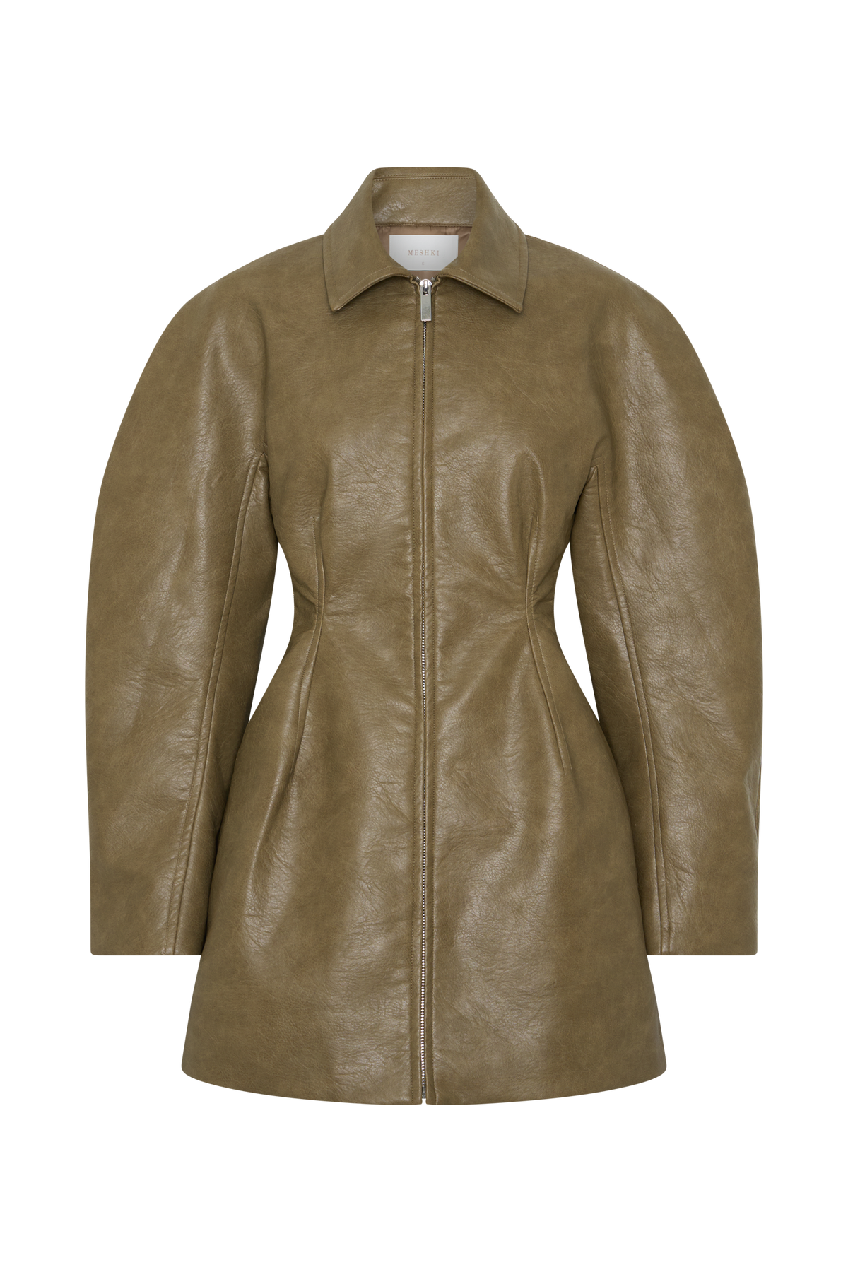 Jordana Faux Leather Mini Dress - Khaki