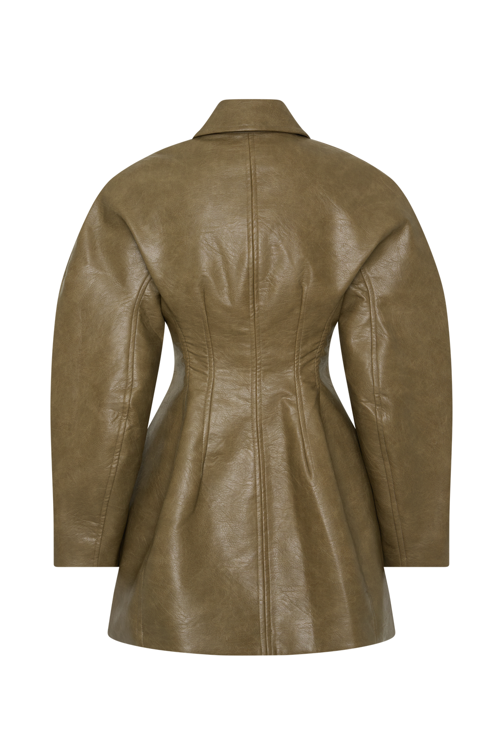 Jordana Faux Leather Mini Dress - Khaki