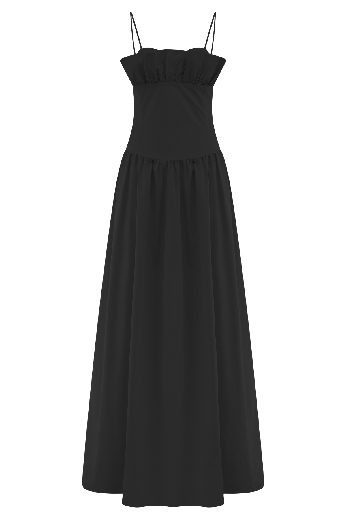 Janis Cotton Frill Maxi Dress - Black