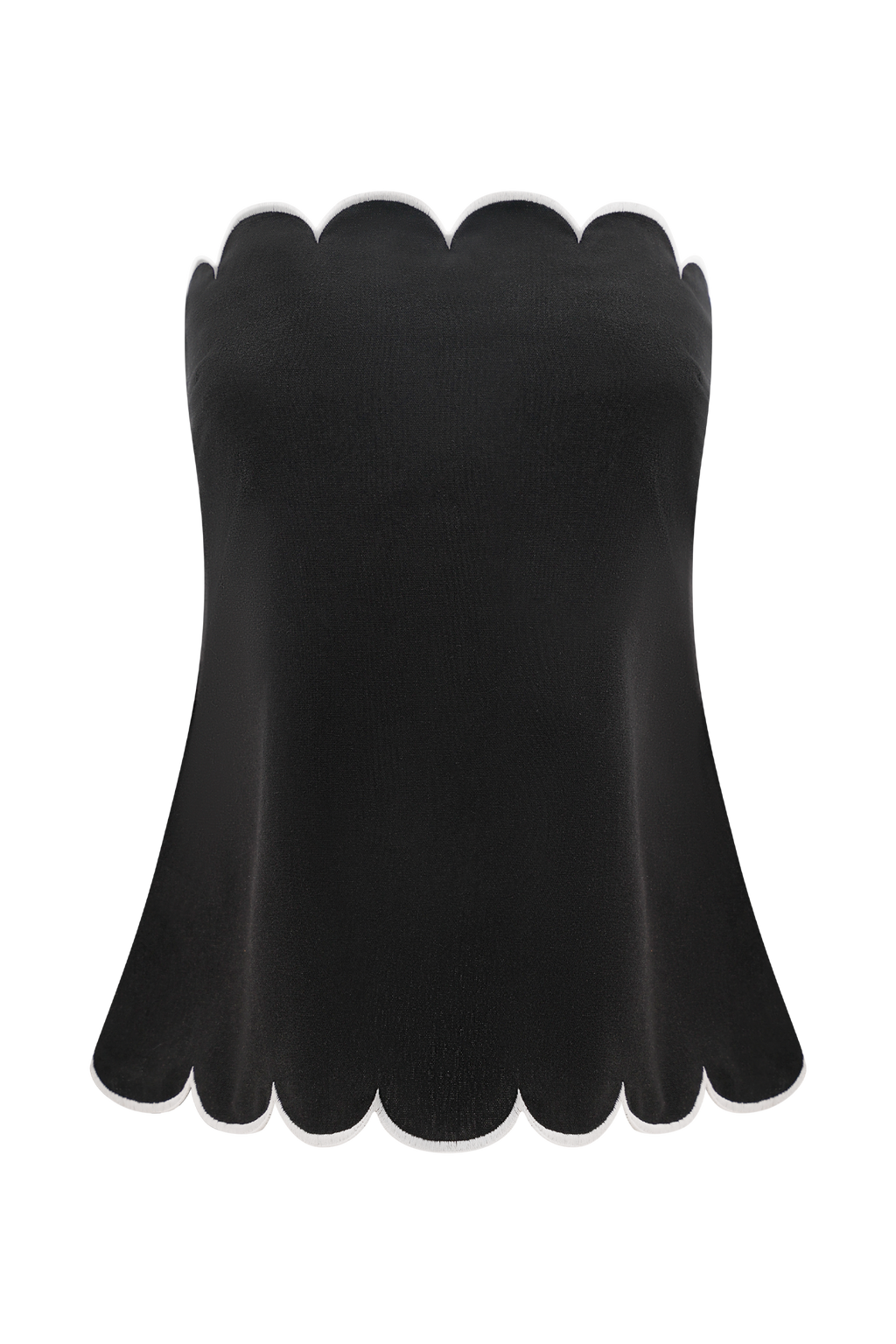 Judith Strapless Scallop Top - Black