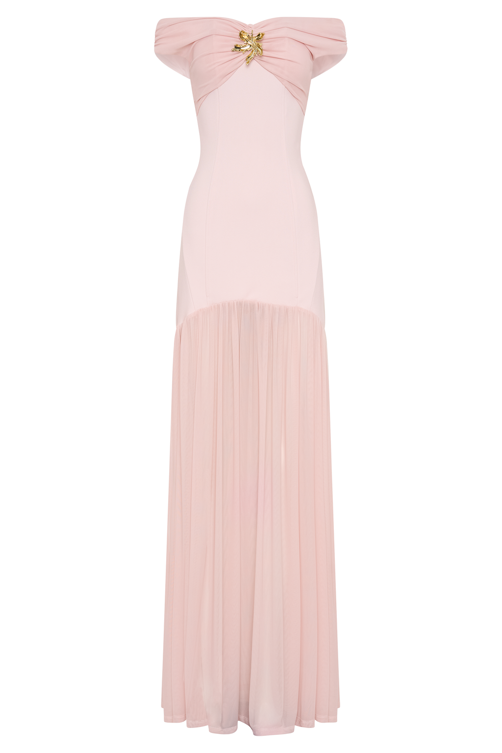 Kellie Off Shoulder Crepe Maxi Dress - Blush Pink