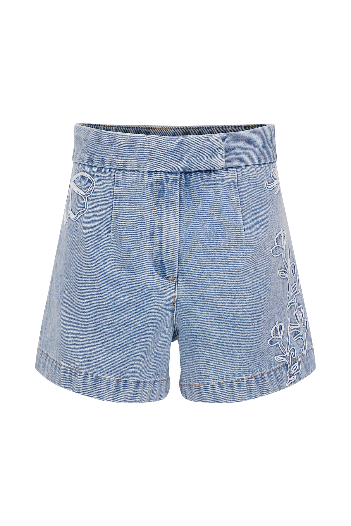 Kylee Embroidered Shorts - Mid Blue
