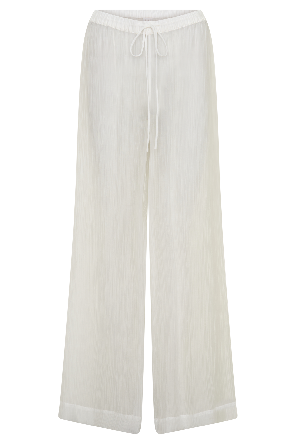 Leilani Sheer Drawstring Wide Leg Pants - Ivory