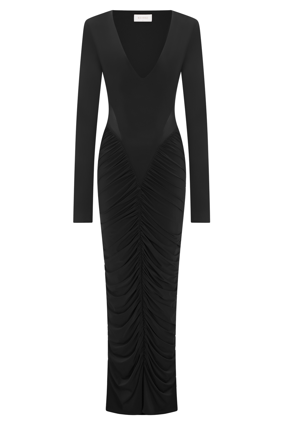 Louanne Slinky Long Sleeve Maxi Dress - Black