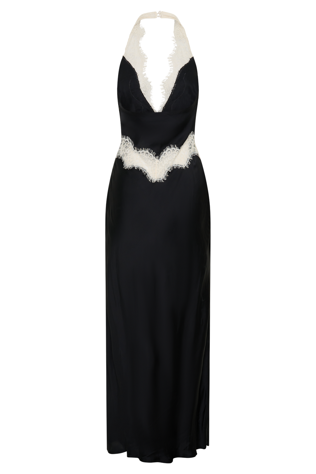 Louise Satin And Lace Maxi Dress - Black/Ivory