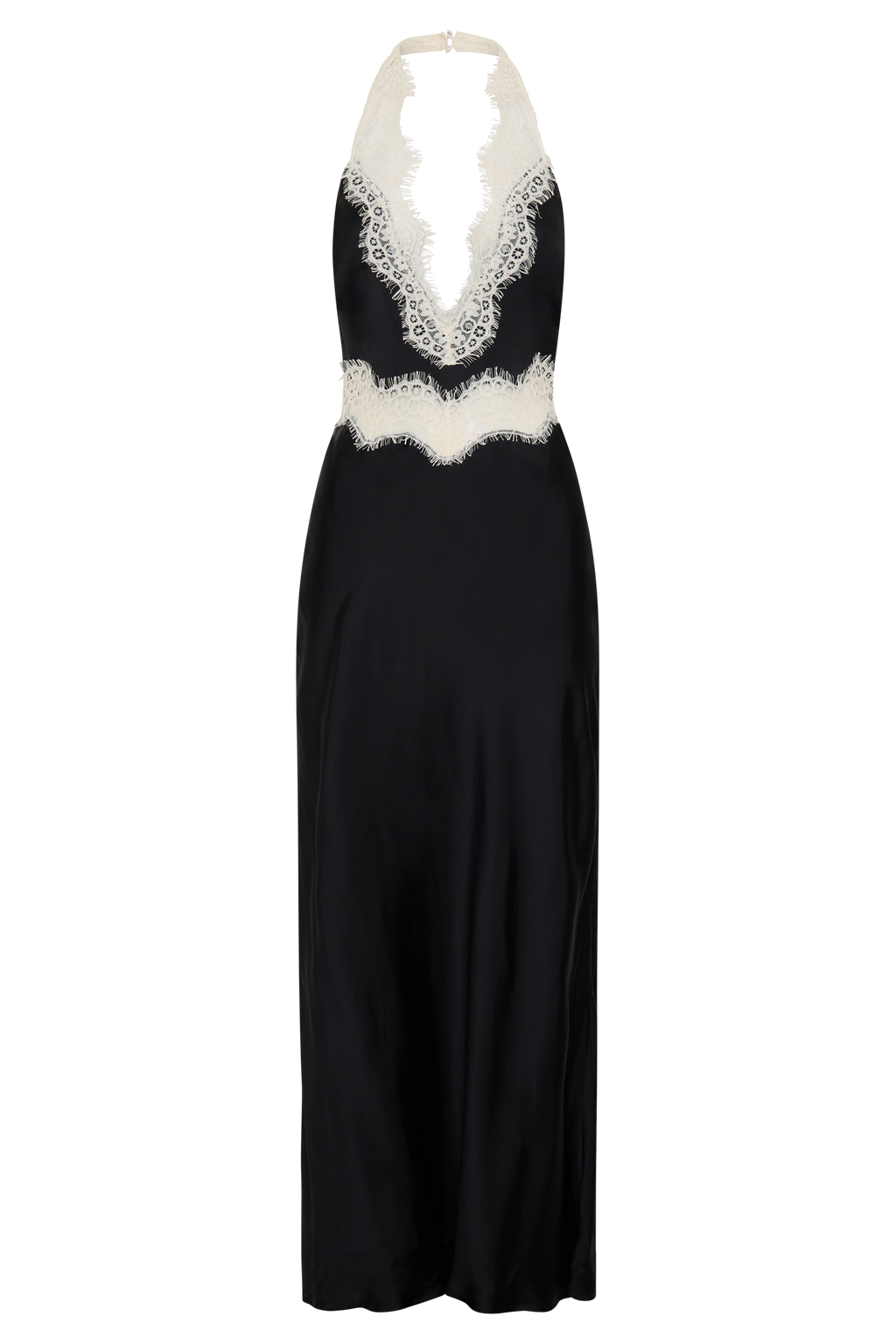 Louise Satin And Lace Maxi Dress - Black/Ivory