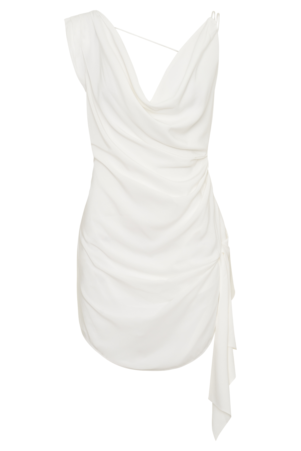 Lucile Cowl Drape Satin Mini Dress - White