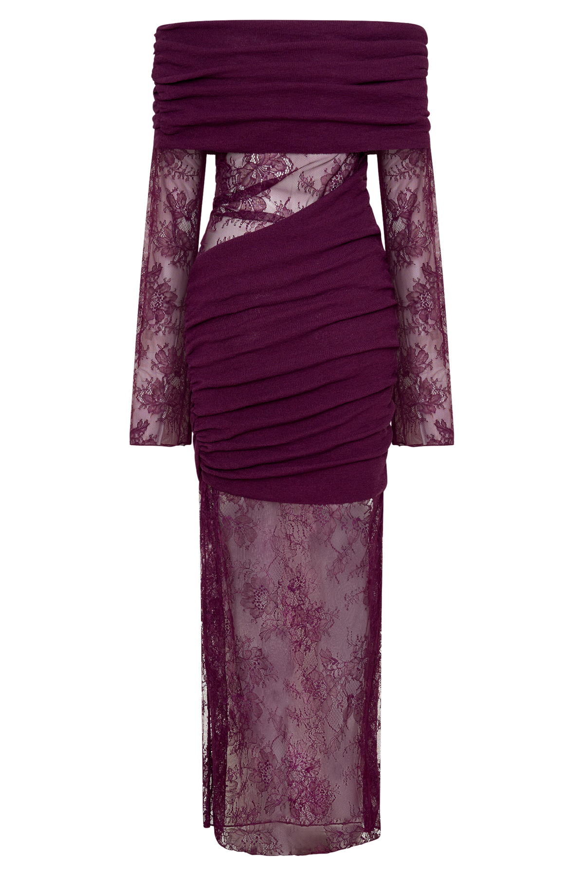 Luxie Lace Knit Maxi Dress - Plum