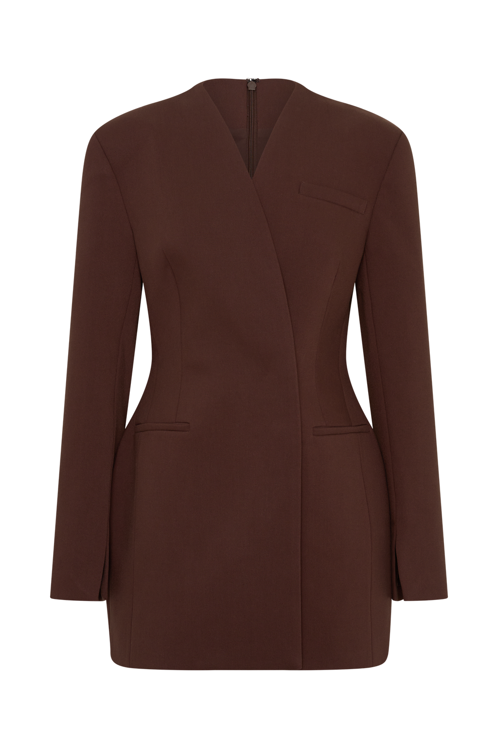Makayla Suiting Structured Mini Dress - Dark Chocolate
