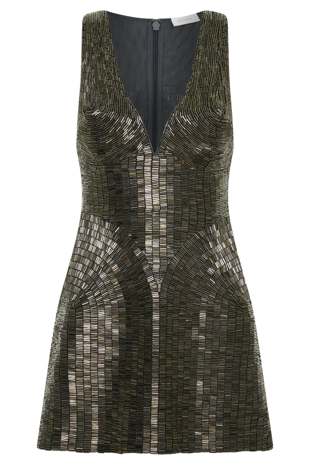 Milly Beaded Metal Mini Dress - Silver