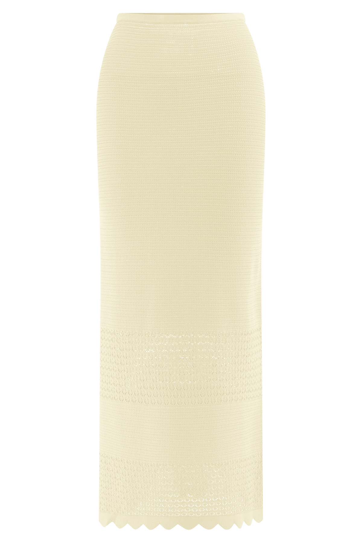 Madeline Scallop Knit Midi Skirt - Ivory
