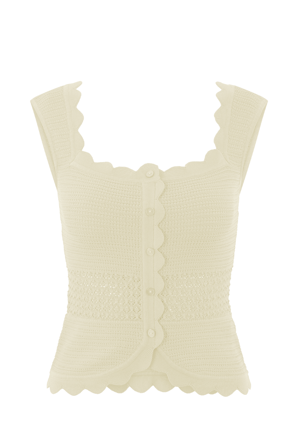 Madeline Scallop Knit Top - Ivory