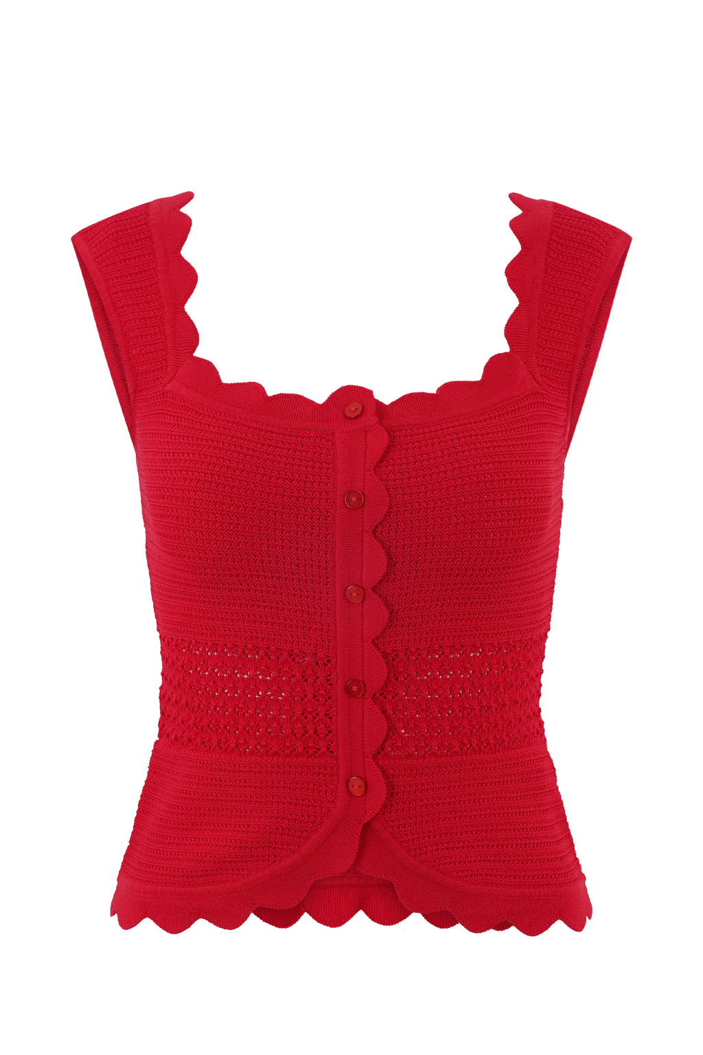Madeline Scallop Knit Top - Red