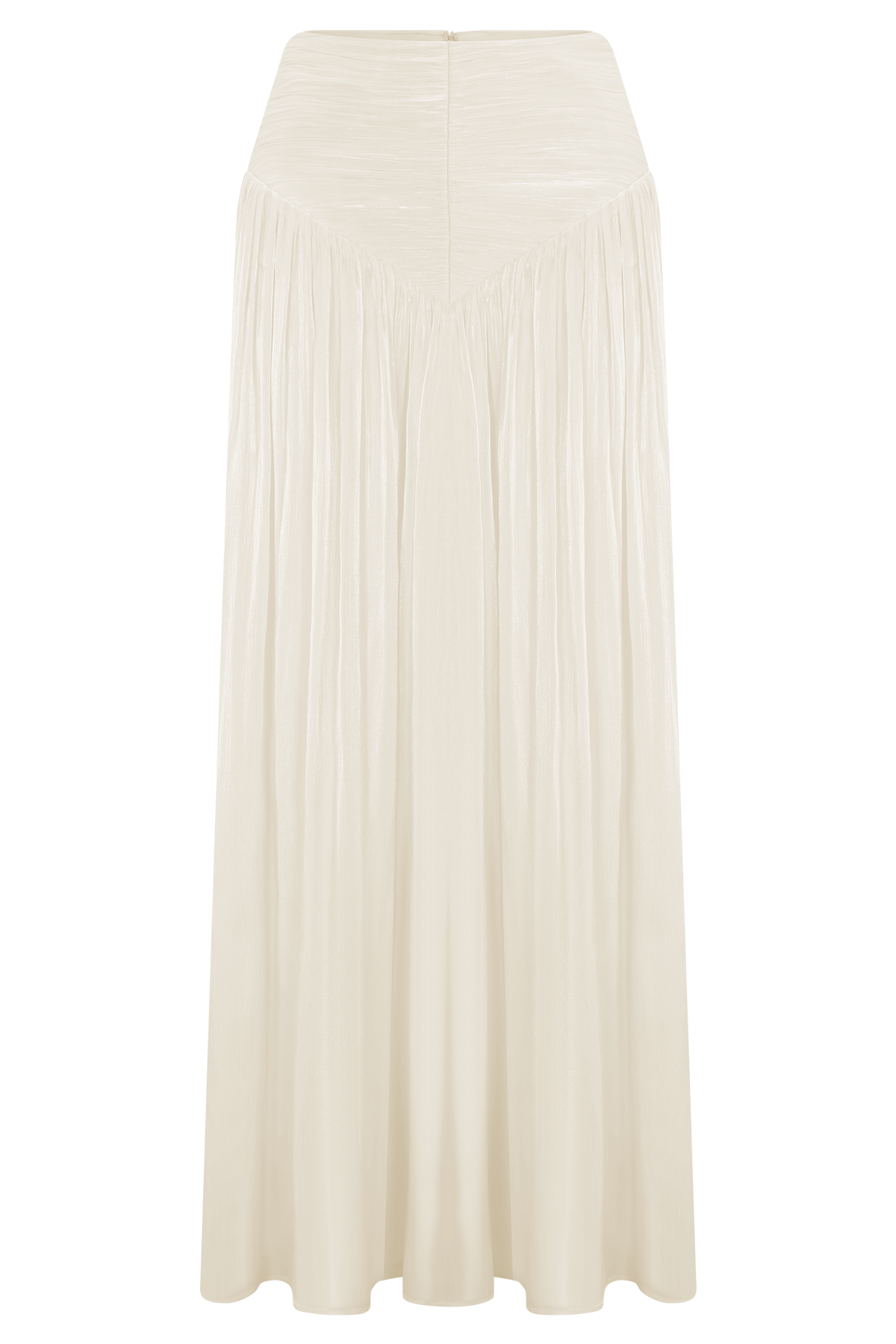 Makena Gathered Midi Skirt - Opal White