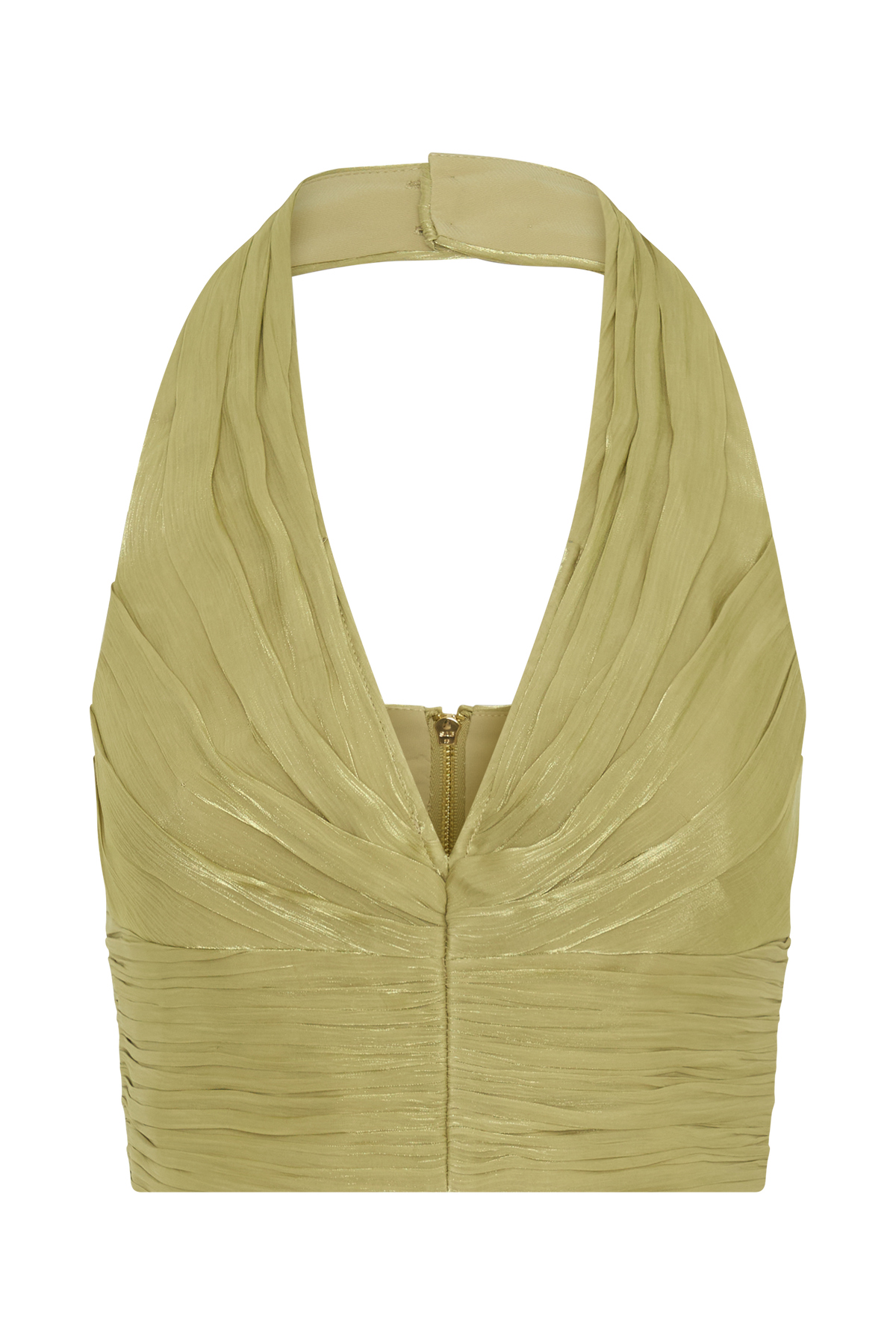 Makena Gathered V Neck Top - Green