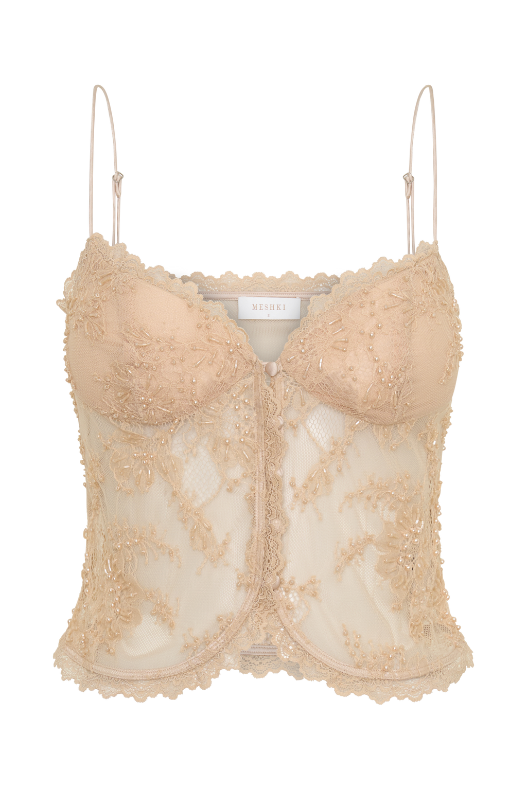 Marcelle Sweetheart Lace Top - Blush Rose Gold