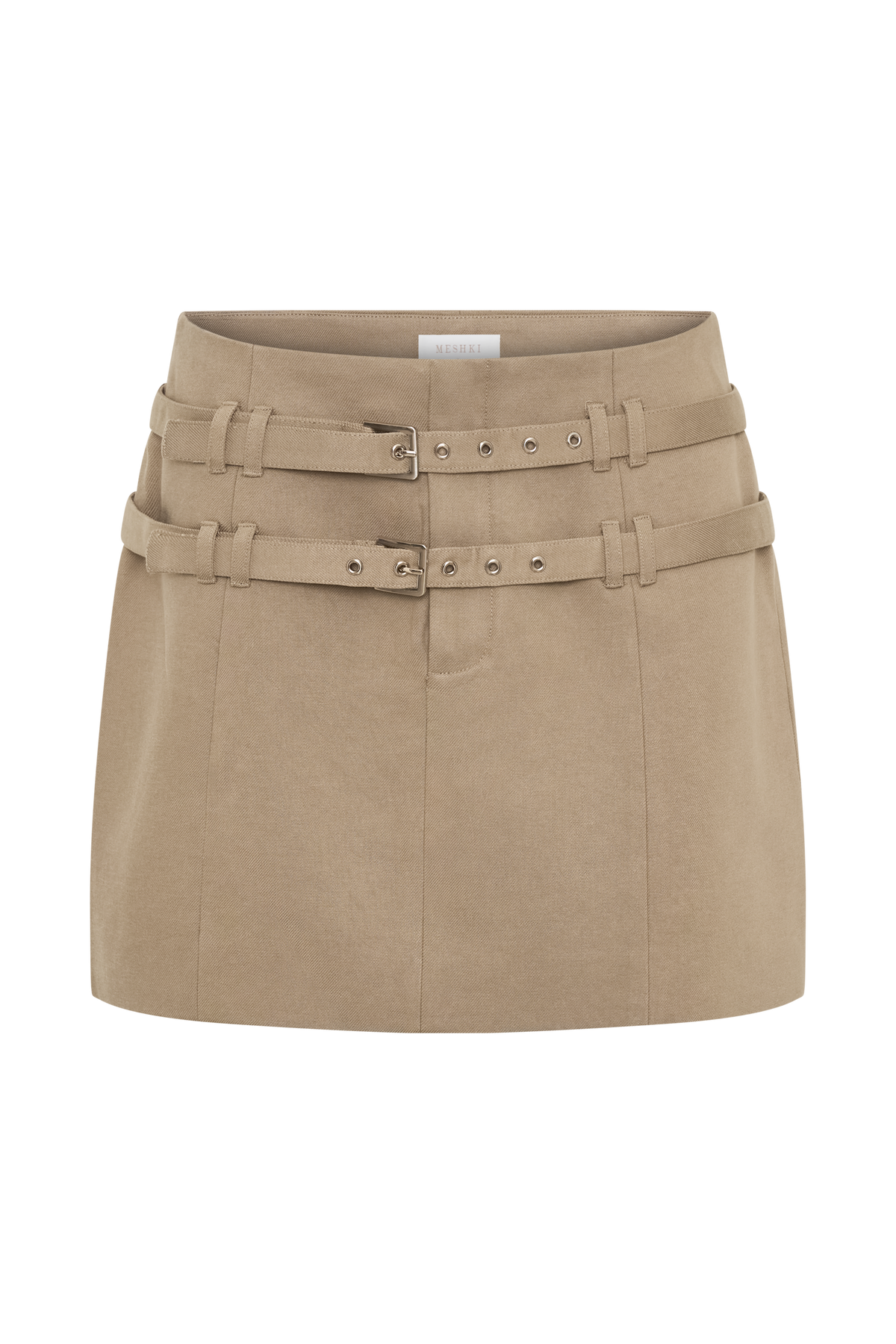 Marielle Double Belt Mini Skirt - Taupe