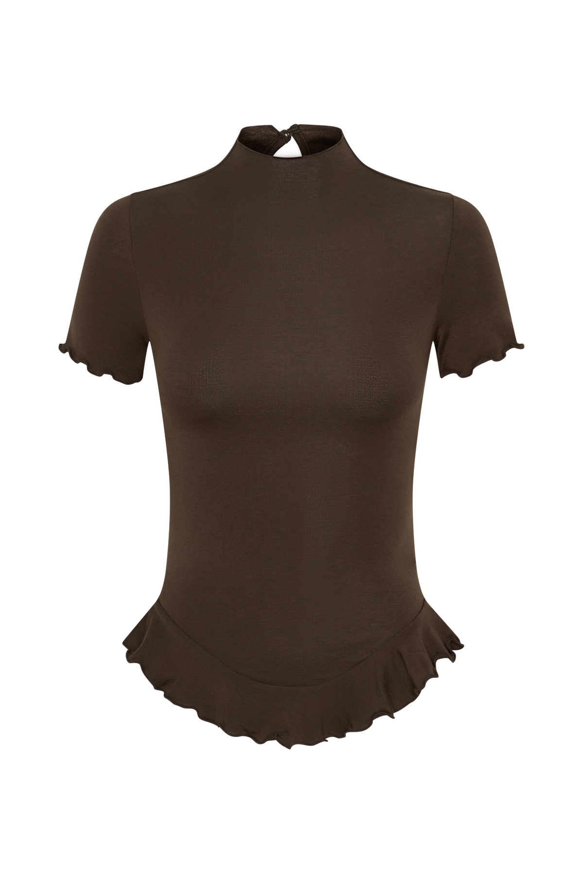 Nira Short Sleeve Ruffle Top - Dark Chocolate