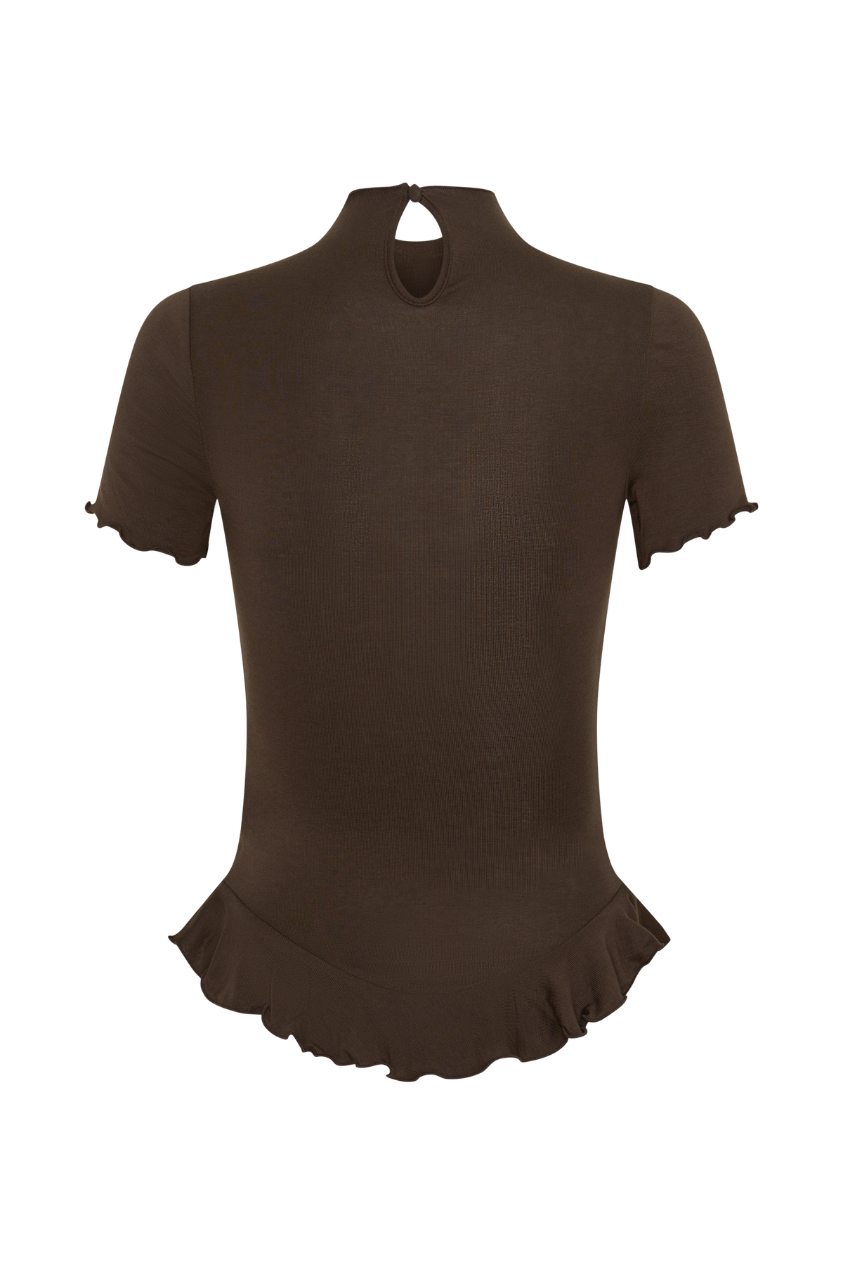 Nira Short Sleeve Ruffle Top - Dark Chocolate