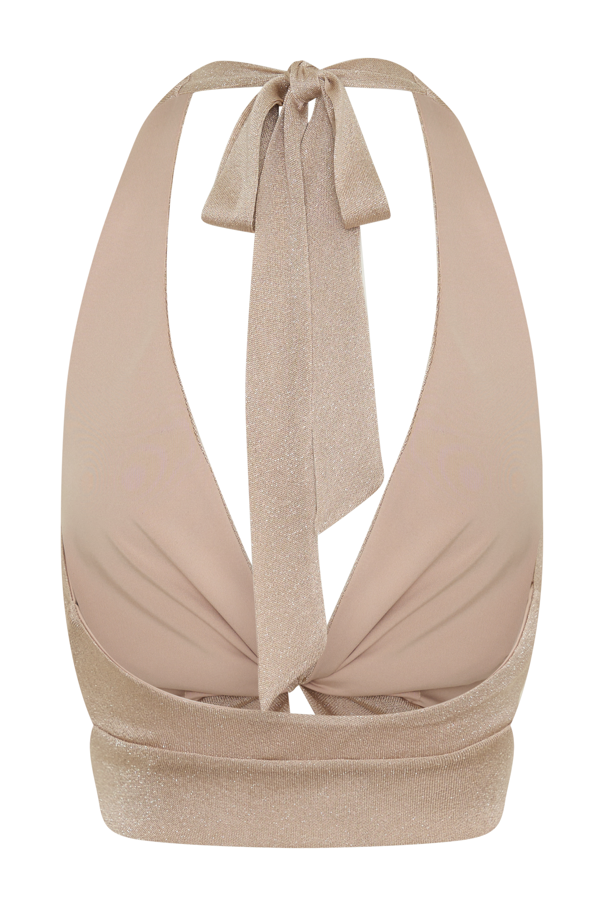 Nola Draped Lurex Halter Top - Gold