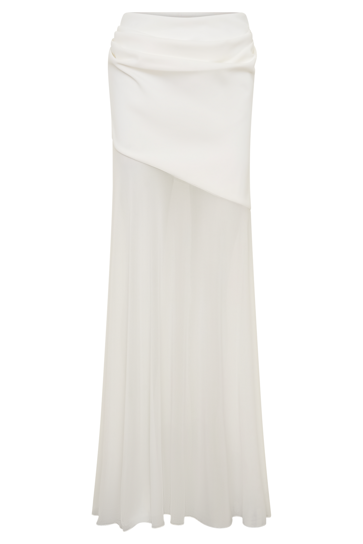 Portia Scuba And Mesh Maxi Skirt - White