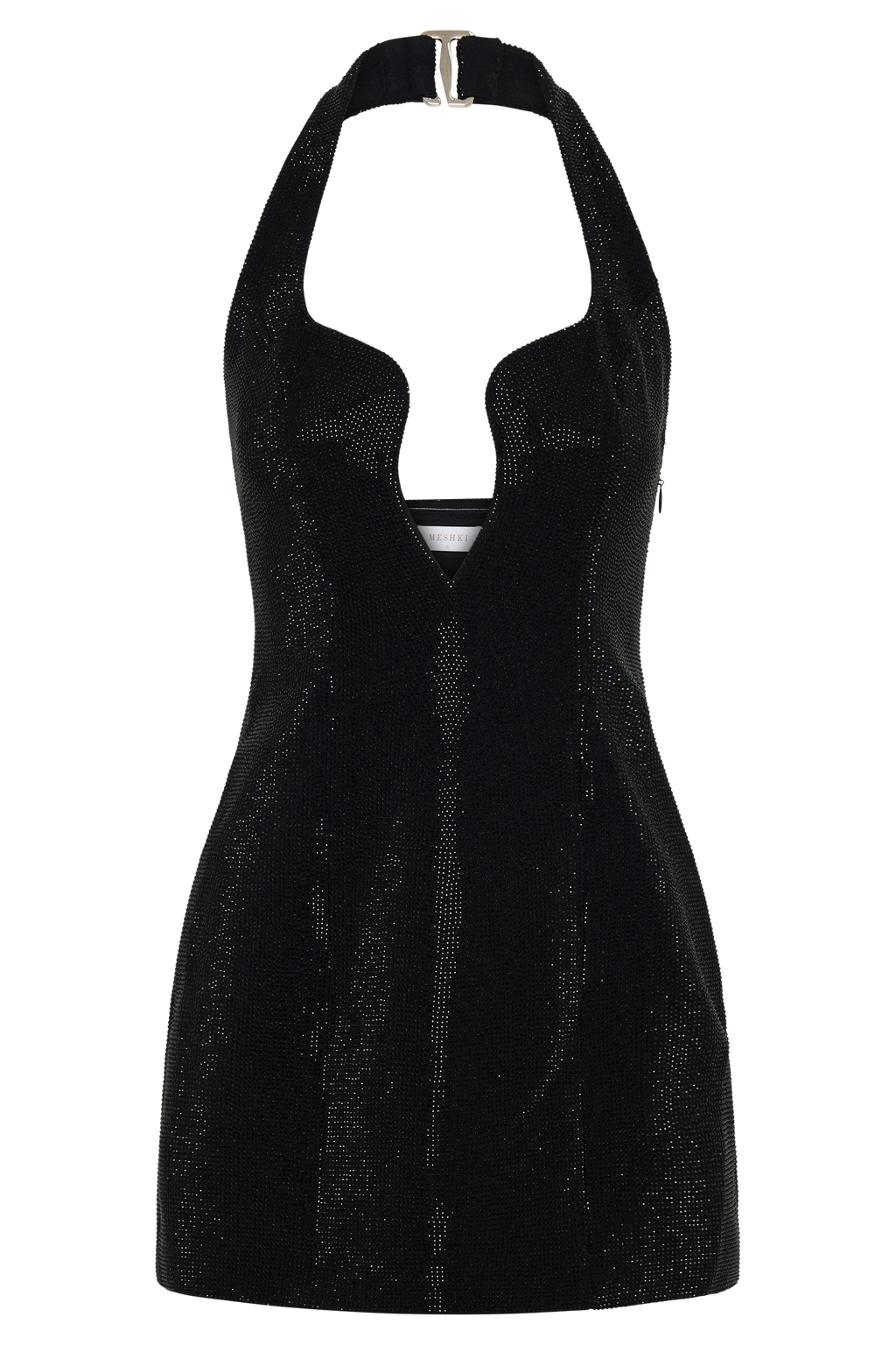 Raina Diamante Halter Mini Dress - Black