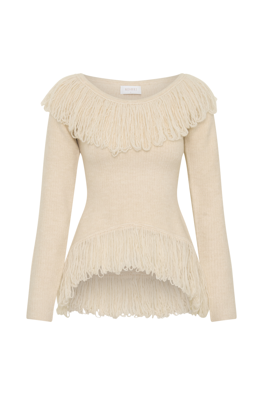 Sammie Fringe Knit Top - Cream