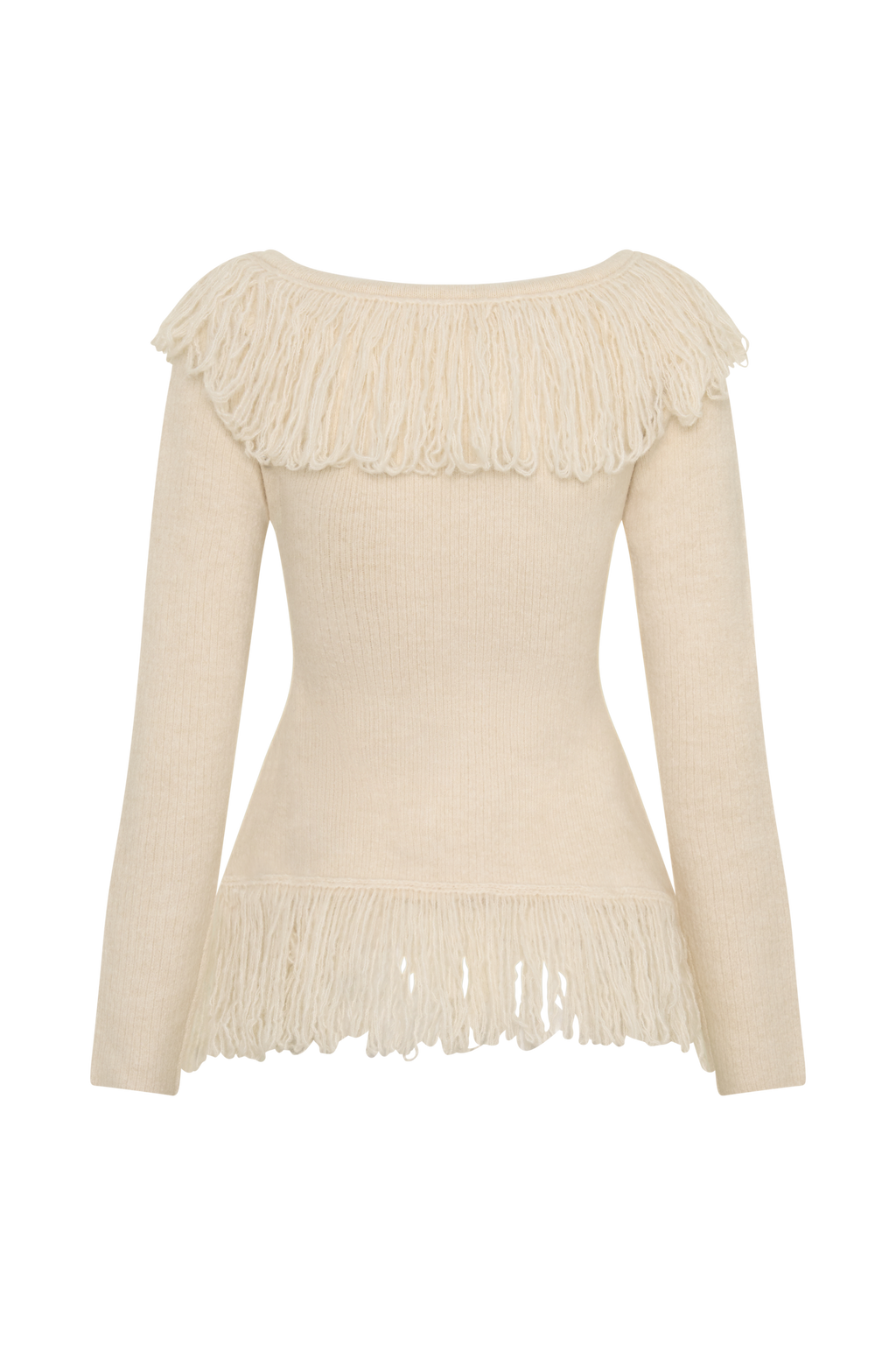 Sammie Fringe Knit Top - Cream